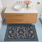 Dark Blue 2x3 Small Rugs for Bathroom Non Slip, Washable Vintage Boho Insect by HazoHaus