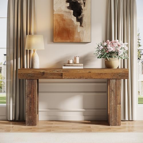 Tribesigns 63-Inch Long Console Table, Wooden Rectangular Sofa Table Behind The - Image 4