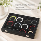 Black 12 Grid Jewelry Organizer Display Box - Image 2