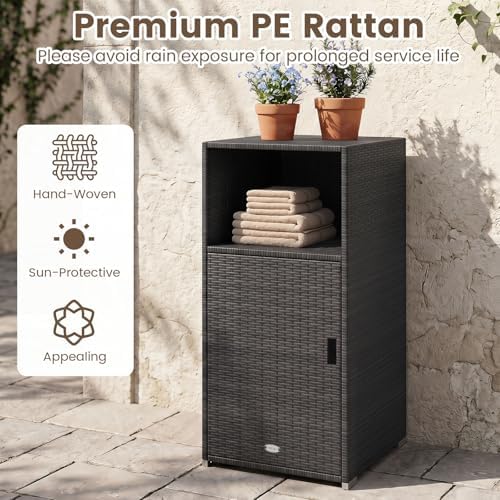 Tangkula Rattan Outdoor Storage Cabinet - Image 4