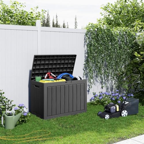 DRATO 50 Gallon Outdoor Storage Box Waterproof, Lockable Resin Deck Box - Image 2