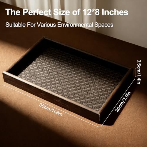 Wooden Valet Tray with Leather Base - Image 2