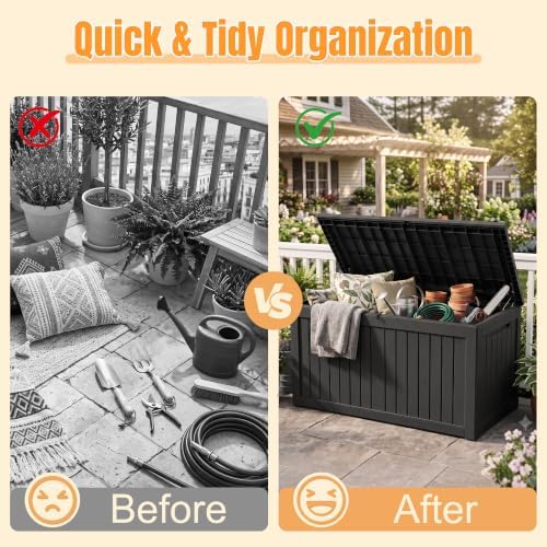 Outdoor Storage Box, 370 Gallon Waterproof Resin Deck Box - Image 4
