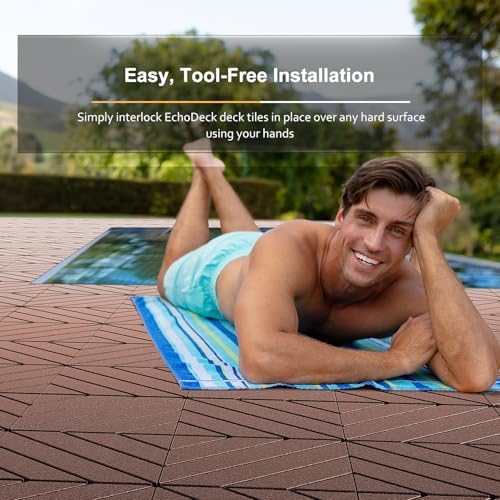 EchoDeck Interlocking Deck Tiles, 9 Pack Deck Tiles Interlocking Outdoor All - Image 2