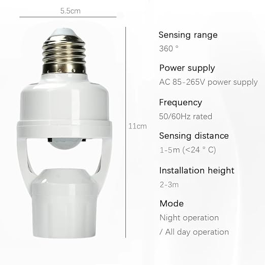 E26/E27 Motion Sensor Light Socket Adapter – Smart Screw-in Bulb Holder - Image 8