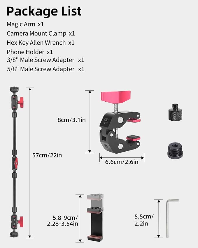 22" Magic Arm w Clamp Mount, Overhead Desk Phone Mount Stand, Adjustable - Image 9
