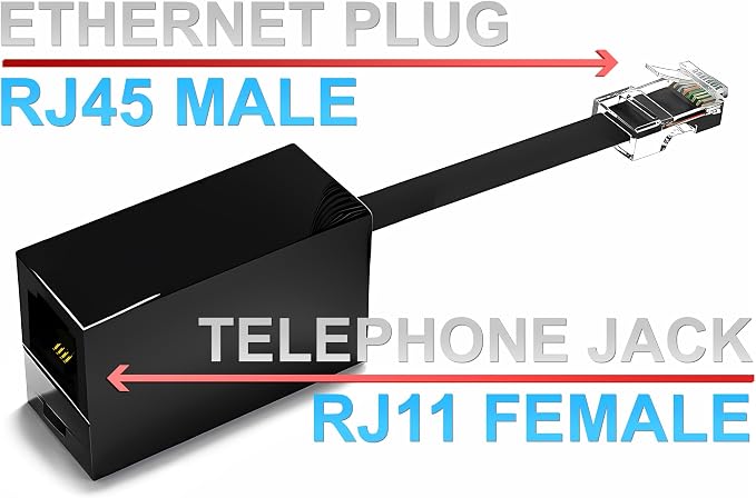 2-Pack RJ11 to RJ45 Adapter Phone Line to Ethernet – RJ11 Female to RJ45 Male - Image 2