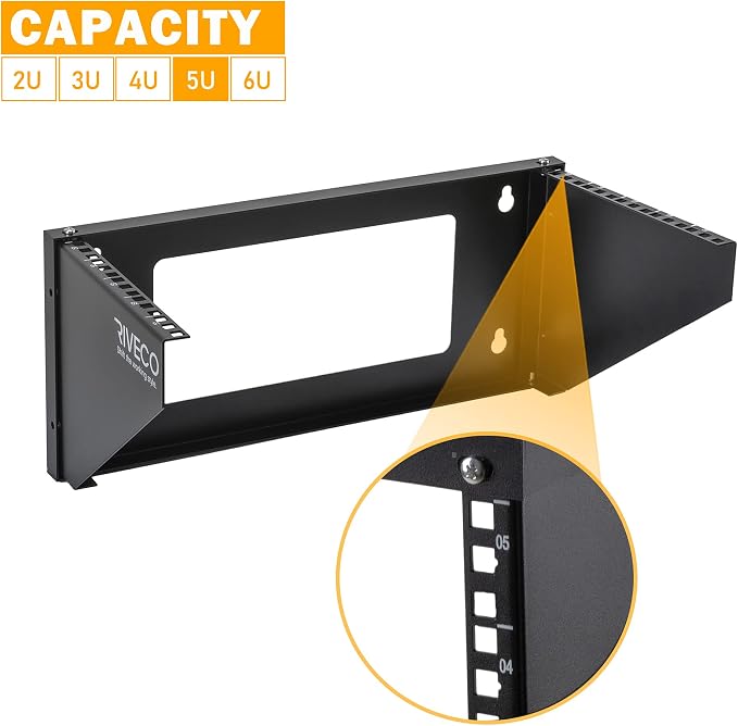 RIVECO 5U Wall Mount Vertical Rack Network Bracket Firm Constructed Easy - Image 2