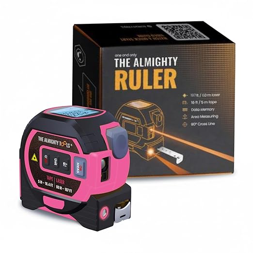 The Almighty Ruler Laser Tape Measure | Laser Distance Measurer, Heavy-Duty Tool by TheAlmightyTools