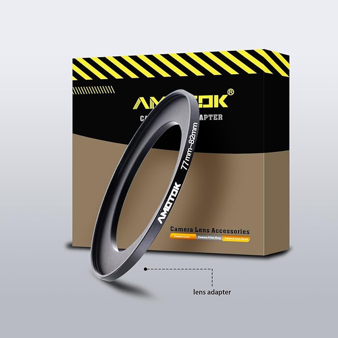 77mm Lens to 82mm Camera Lens Adapter, 77mm to 82mm Filter Step up Ring Adapter by AMOTOK