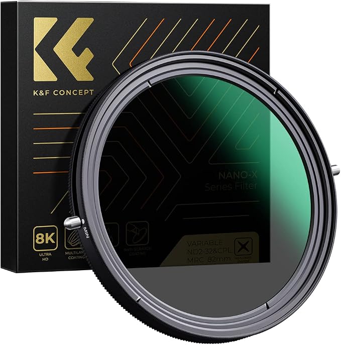 K&F CONCEPT 46mm Variable Fader ND2-ND32 ND Filter and CPL Circular Polarizing by KFCONCEPT
