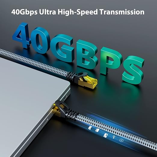 ARISKEEN Cat 8 Ethernet Cable 50 FT, 40Gbps 2000Mhz High Speed Cat8 Network LAN - Image 2
