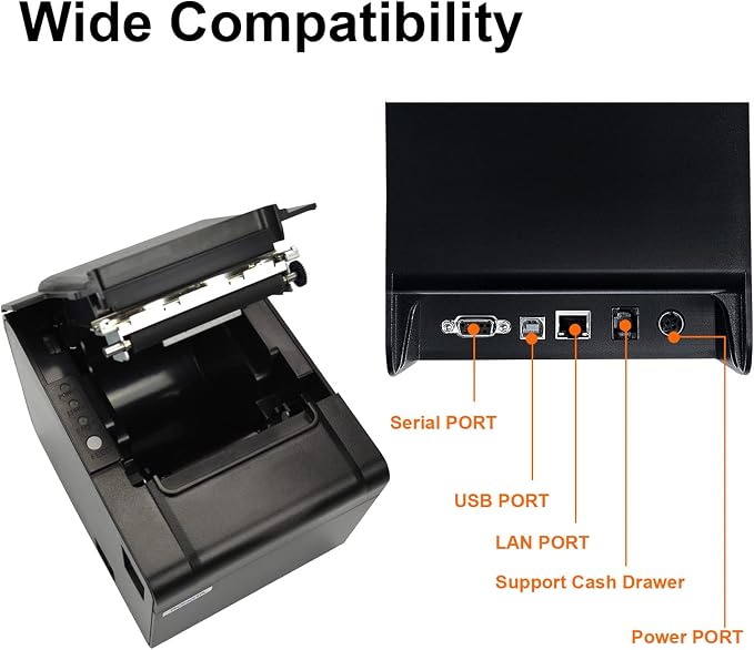 Rongta POS Printer, 80mm USB Thermal Receipt Printer, Restaurant Kitchen Printer - Image 4