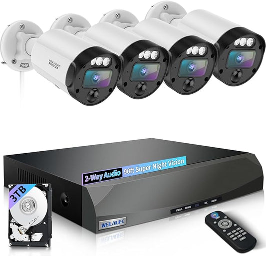 【90-Day Storage & 2-Way Audio】 Outdoor Wired Security Camera System, Wired Home by WEILAILIFE