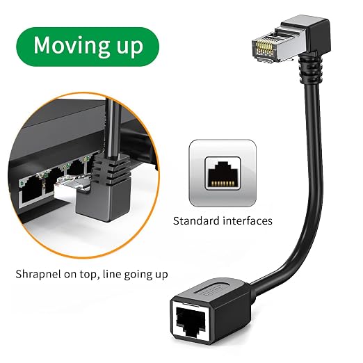 2Pack Cat6 Extension Cable 90 Degree, CAT6 Ethernet Extender Cable 4inch - Image 3