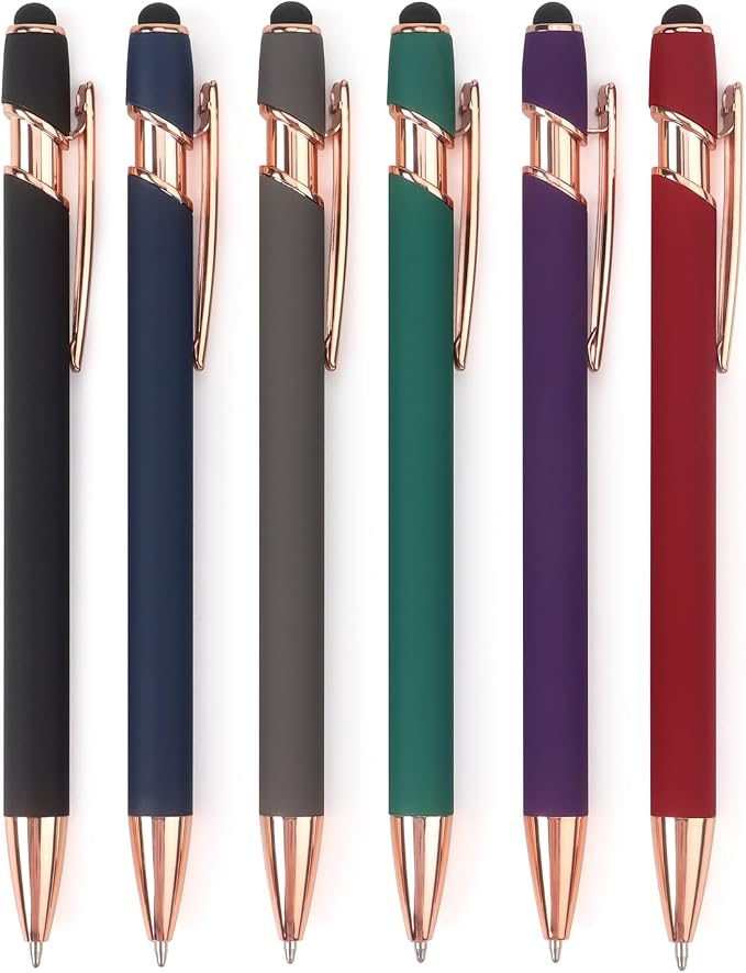 6 Pack Ballpoint Pen 2-in-1 Stylus Retractable Ballpoint Pen by Bribobo