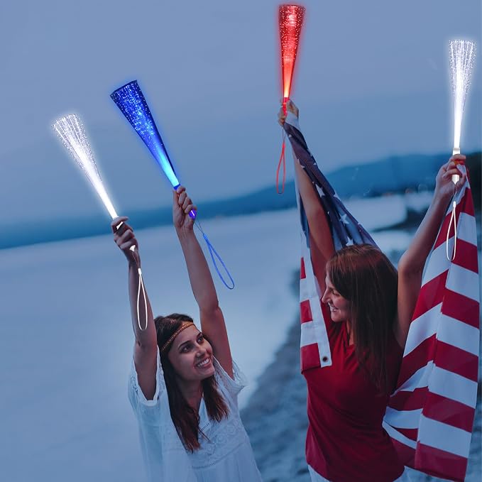 36 Pack Red Blue White Glow Sticks Light Up Fiber Optic Stick Glow Wands Bulk - Image 5