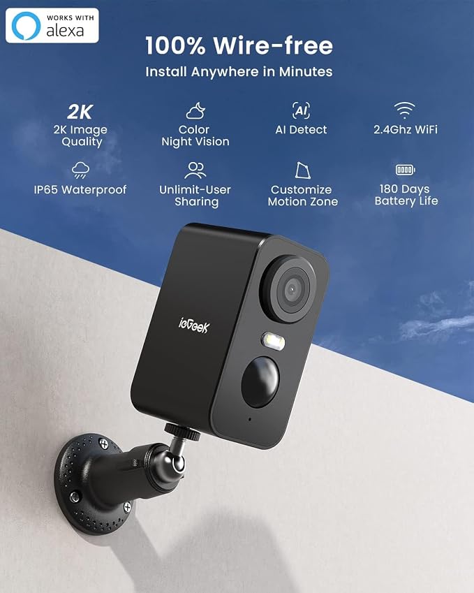 ieGeek Security Cameras Wireless Outdoor 2-Pack, 2K WiFi Surveillance Camera - Image 2