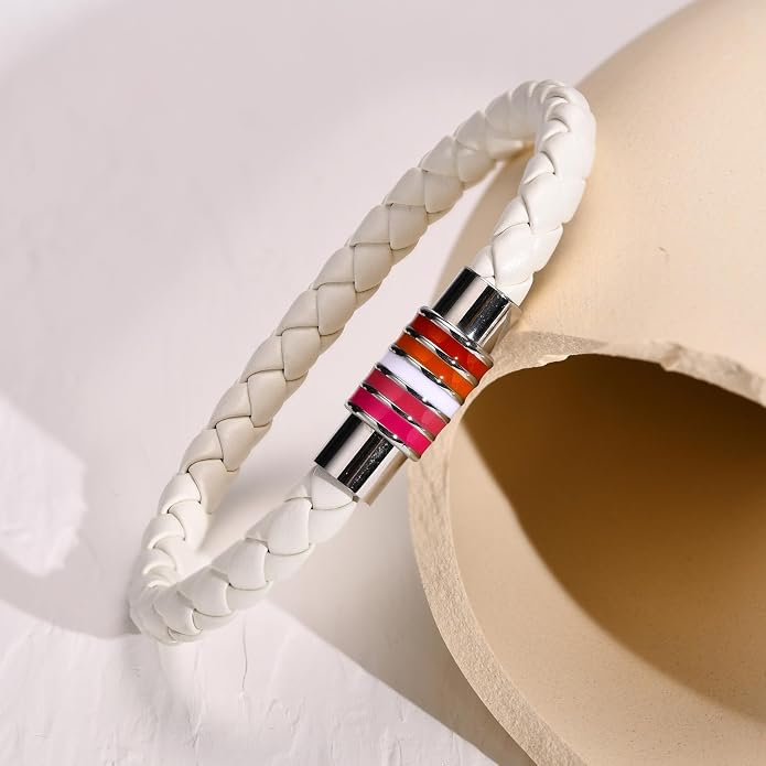 Nanafast Titanium Stainless Steel Rainbow LGBT Pride Bracelet Handmade Braided - Image 6