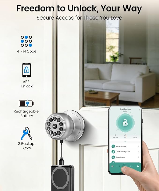 Smart Door Lock, Smart Keypad Door Knob - Image 2