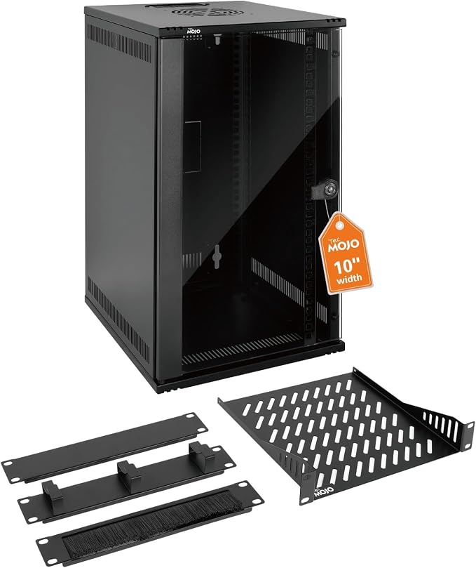 Tecmojo 12U 10 inch Rack, Wall Mount Network Cabinet Set, 12.3W x 13D x 22.3H- by Tecmojo