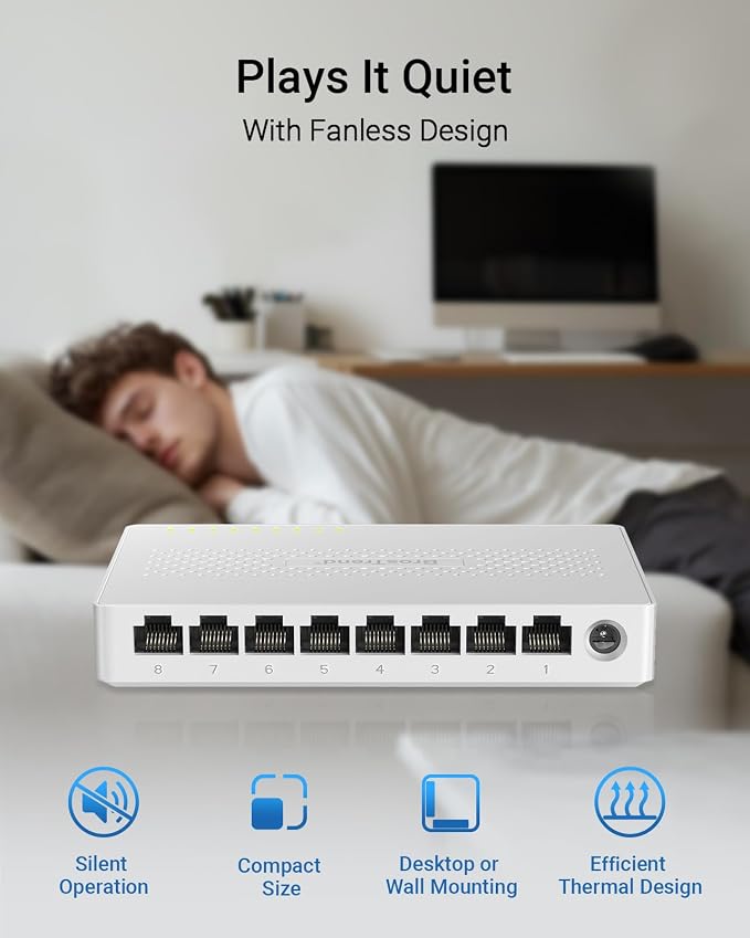 BrosTrend 2.5Gb Switch, 8 Port Network Switch 2.5 Gigabit, Unmanaged Ethernet - Image 6