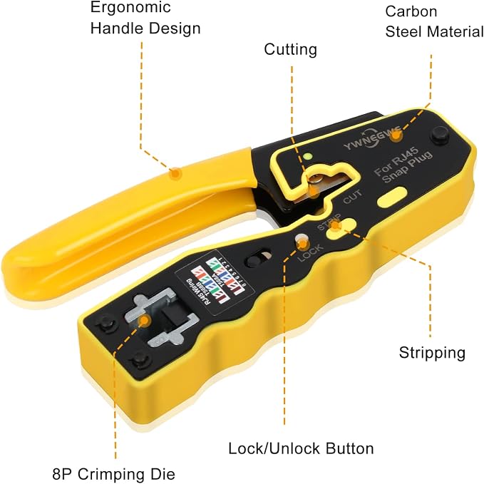 RJ45 Crimp Tool Kit Pass Through Ethernet Crimper - Image 3