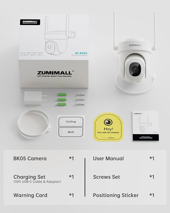 ZUMIMALL 2K 3MP Wired Camera for Home Security, 2.4G/5G WiFi Security Camera - Image 9
