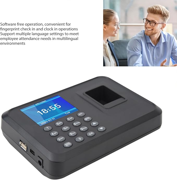 Fingerprint Attendance Machine, Fingerprint Verification Recorder, Support - Image 2