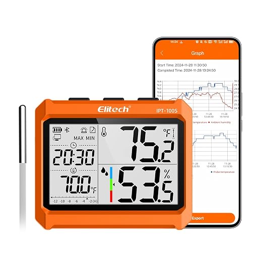 Elitech Digital Bluetooth Hygrometer Thermometer, Refrigerator Thermometer by Elitech