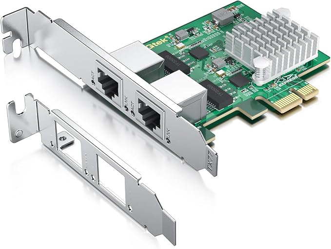 100M/1000M/2.5G NIC Network Card, Dual RJ-45 Port, by 10Gtek