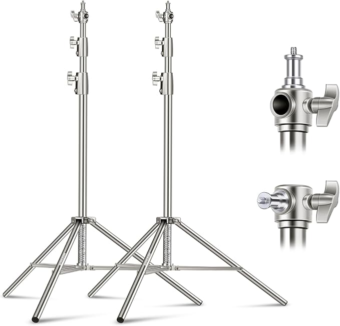 NEEWER 2Pcs 9.2ft Stainless Steel Light Stands, Spring Cushioned Heavy Duty by Neewer