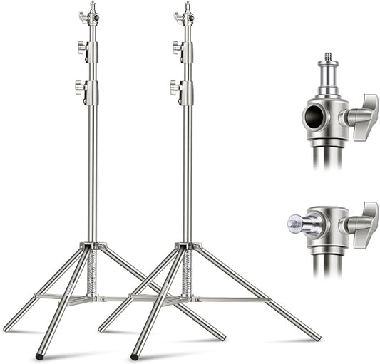 NEEWER 2Pcs 9.2ft Stainless Steel Light Stands, Spring Cushioned Heavy Duty by Neewer