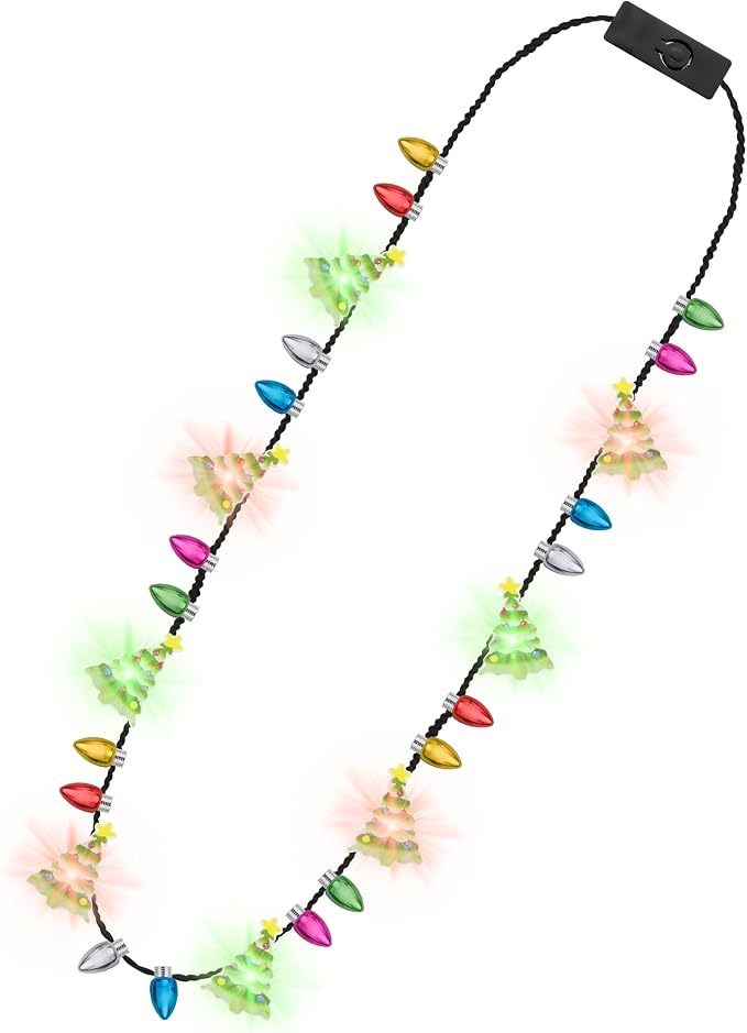 1PCS Light up Christmas Necklace Tree Bulb, 3 Modes Colorful Xmas Accessories by Traplace
