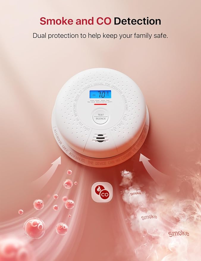 X-Sense Smoke Detector Carbon Monoxide Detector Combo, 10-Year Battery Smoke - Image 4