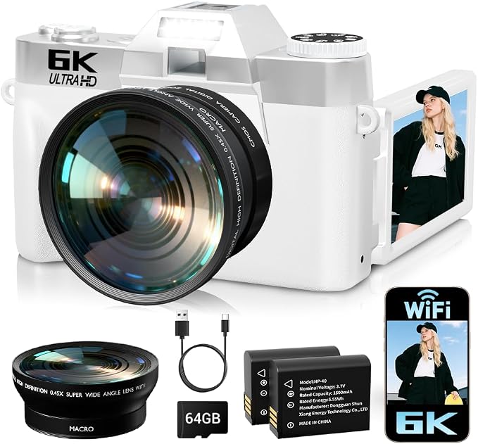 6K Digital Camera for Photography Autofocus, 2026 Upgraded WiFi Vlogging Camera by SMARTKLIK