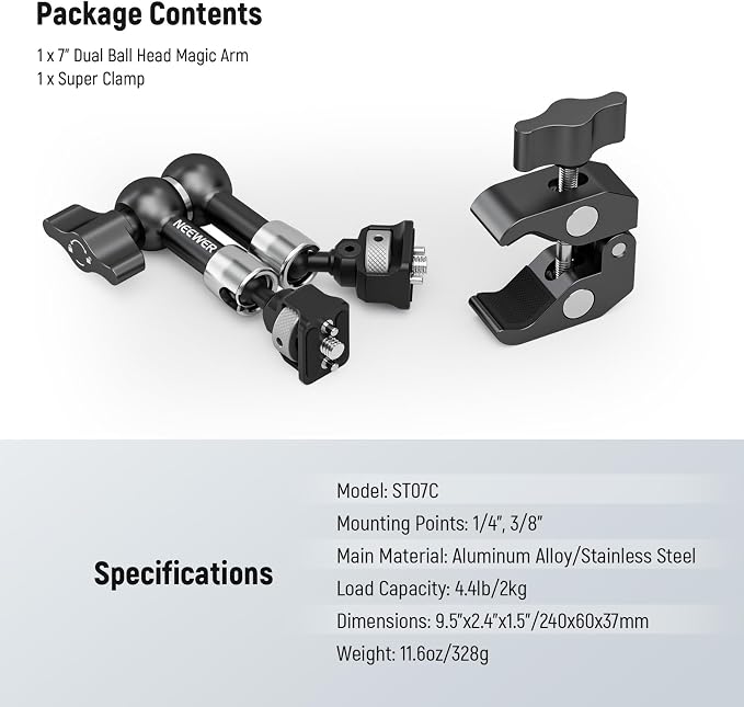 NEEWER 7" Articulating Magic Arm Clamp Mount - Image 7