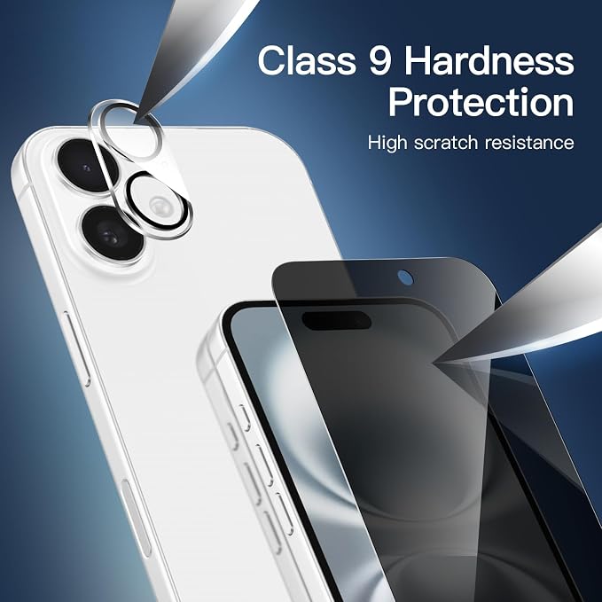 NEW'C 3x Privacy for iPhone 16 Screen Protector+ 3x Camera Lens Protector - Image 6