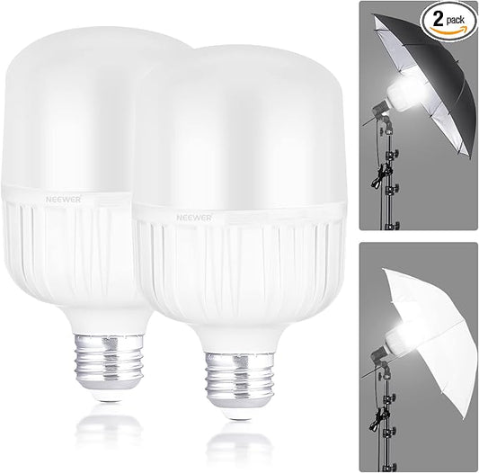 NEEWER E26 35W LED Light Bulbs, 2 Packs, 3150 Lumens/5700K/CRI 93+/15000h by Neewer