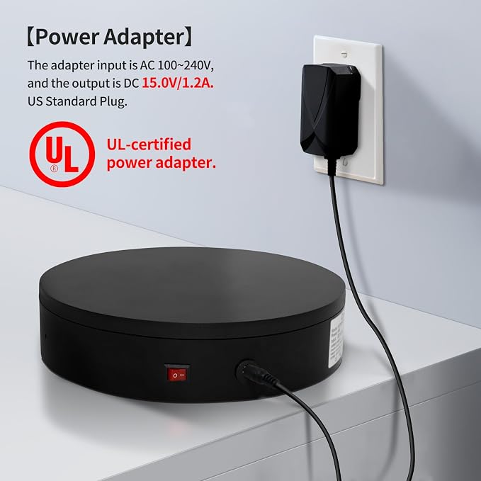12.6Inch/350lbs Capacity Electric Motorized Turntable, Remote Rotating Display - Image 9