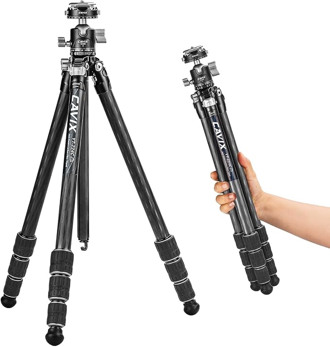 CAVIX 57"/145cm Carbon Fiber Tripod, Lightweight Tripod by CAVIX