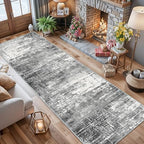 Washable 12ft Kitchen Area Rug: Abstract Entryway Rug Runner Soft Bedroom - Image 4