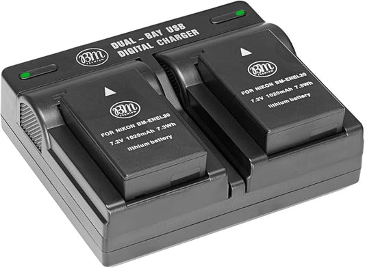 BM Premium Pack of 2 ENEL20, EN-EL20a Batteries and USB Dual Battery Charger by Big+Mike%27s