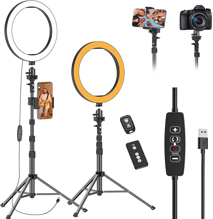 EMART 10" Ring Light with 55" Extendable Tripod Stands and Phone Holder by EMART