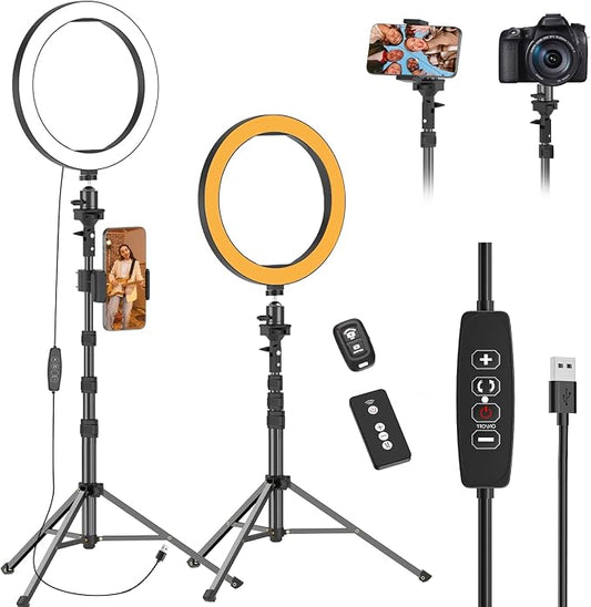 EMART 10" Ring Light with 55" Extendable Tripod Stands and Phone Holder by EMART