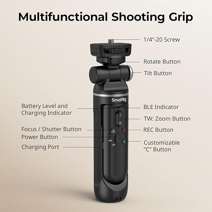 SmallRig SR-RG2 Multifunctional Wireless Shooting Grip, Adjustable Selfie Stick - Image 4