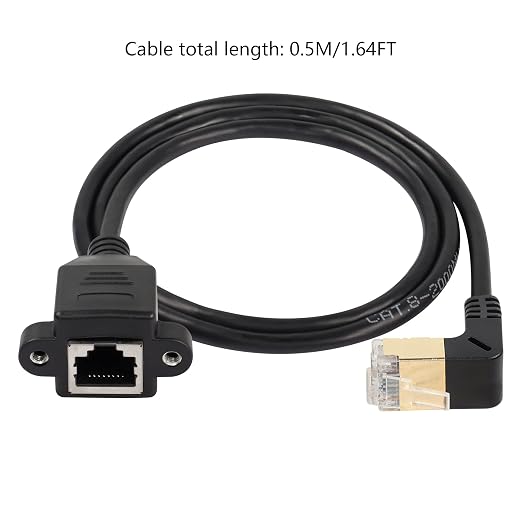 SinLoon 90 Degree Upward Angle Cat8 LAN Cable, RJ45 Male to Female Shielded - Image 6