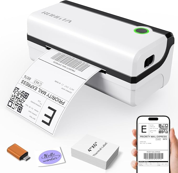 Rongta Bluetooth Thermal Shipping Label Printer, Wireless 4x6 Shipping Label by RONGTA