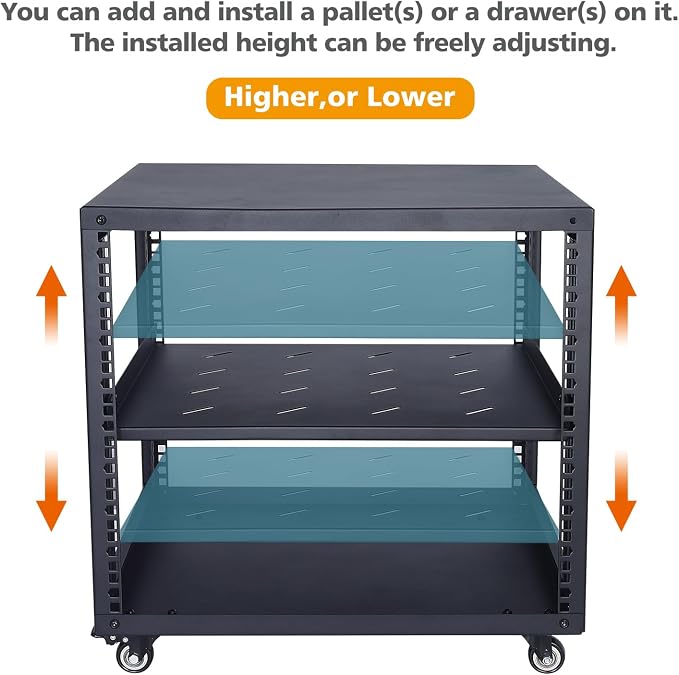 SC02 12U 19" Open Frame Network Server AV Gear Equipment Rack Mobile Storage - Image 4