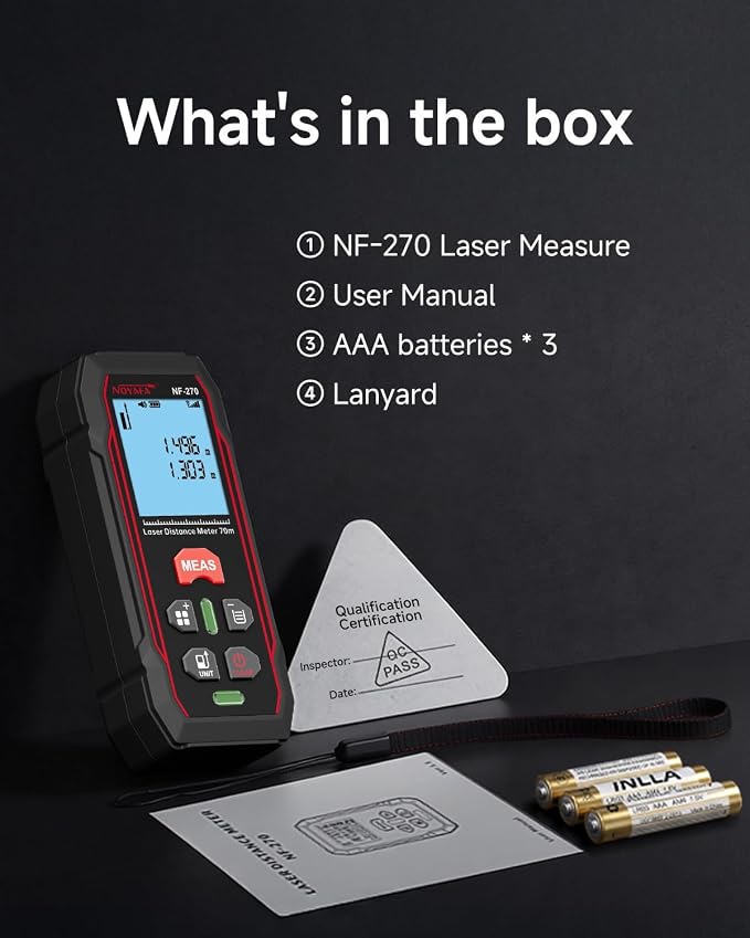 NOYAFA 230Ft Laser Distance Meter, Digital Measuring Tool | Backlit LCD - Image 9